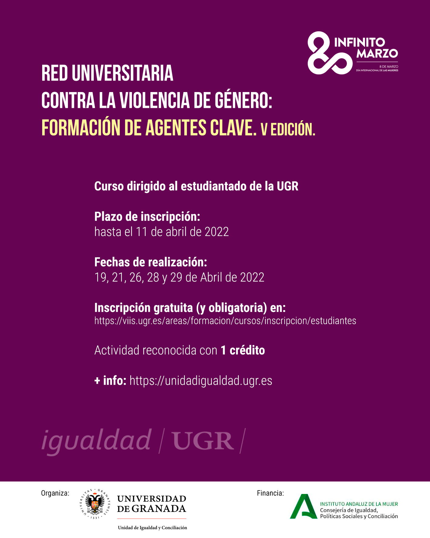 Red universitaria contra la violencia de género: formación de agentes clave. V Edición 